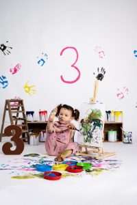 children's photo session with many themes in studio photo