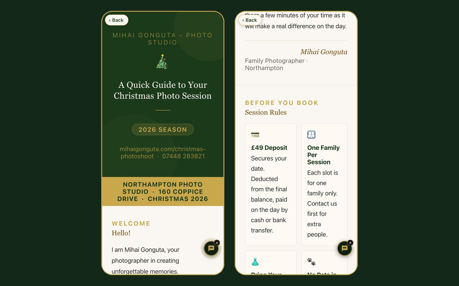 The Christmas session guide in the app