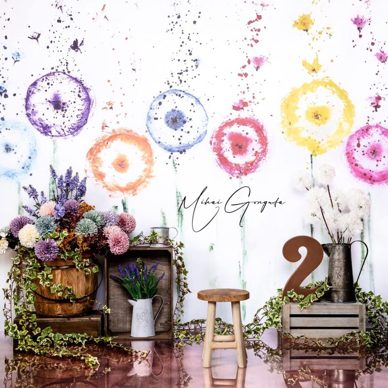 flower theme for photo session at the studio