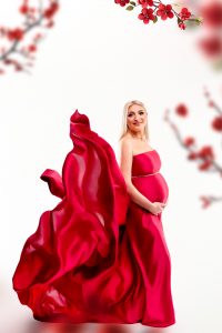 Elegant maternity portrait of an expecting mother