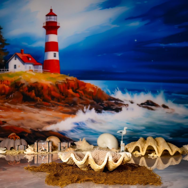 sea side theme with shells and sand for photos