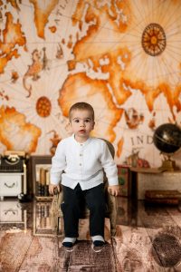 Happy child playing during photography session