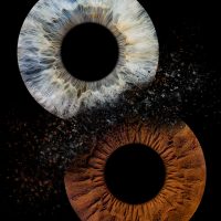 Detailed iris photo capturing individual eye texture and colour variations